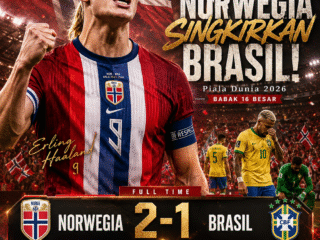 E. Haaland Bawa Norwegia Tembus Perempat Final Piala Dunia 2026, Singkirkan Brasil 2-1
